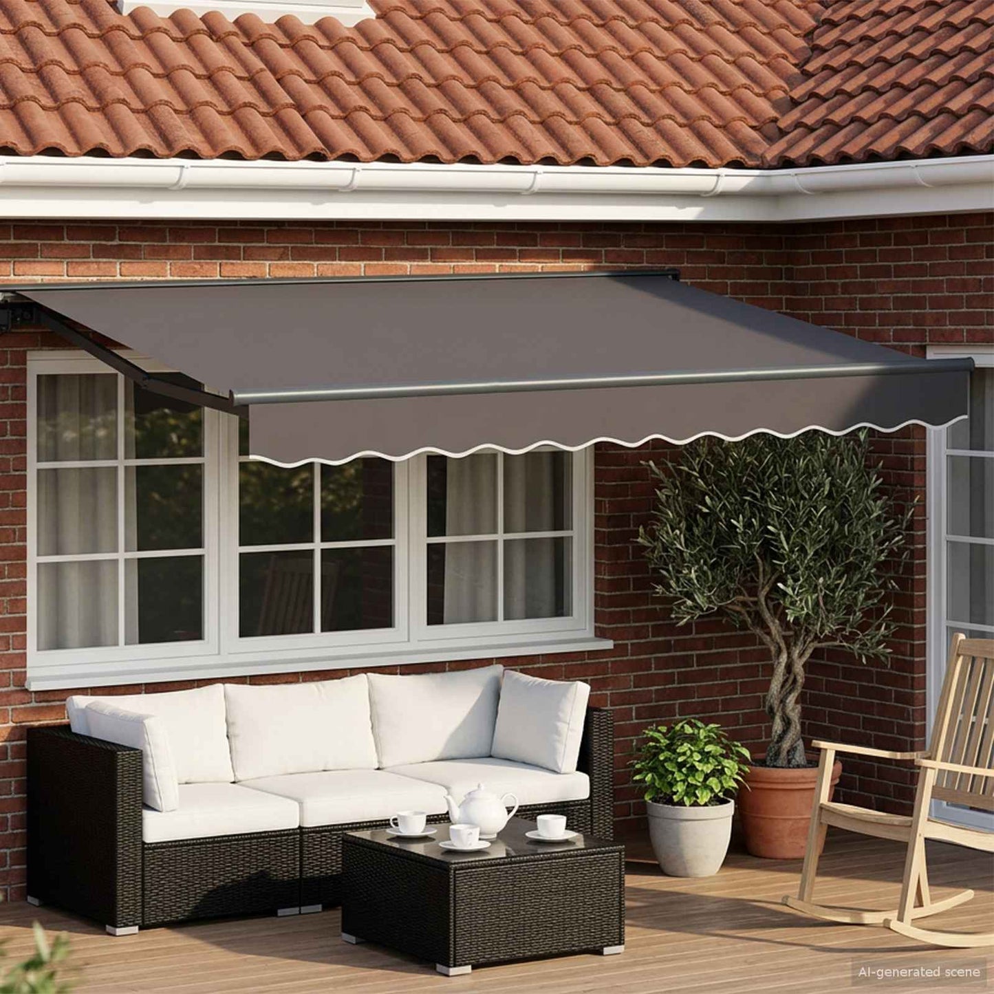 Manuel markise-ramme med LED-lys Antracit 2,5 x 2 m