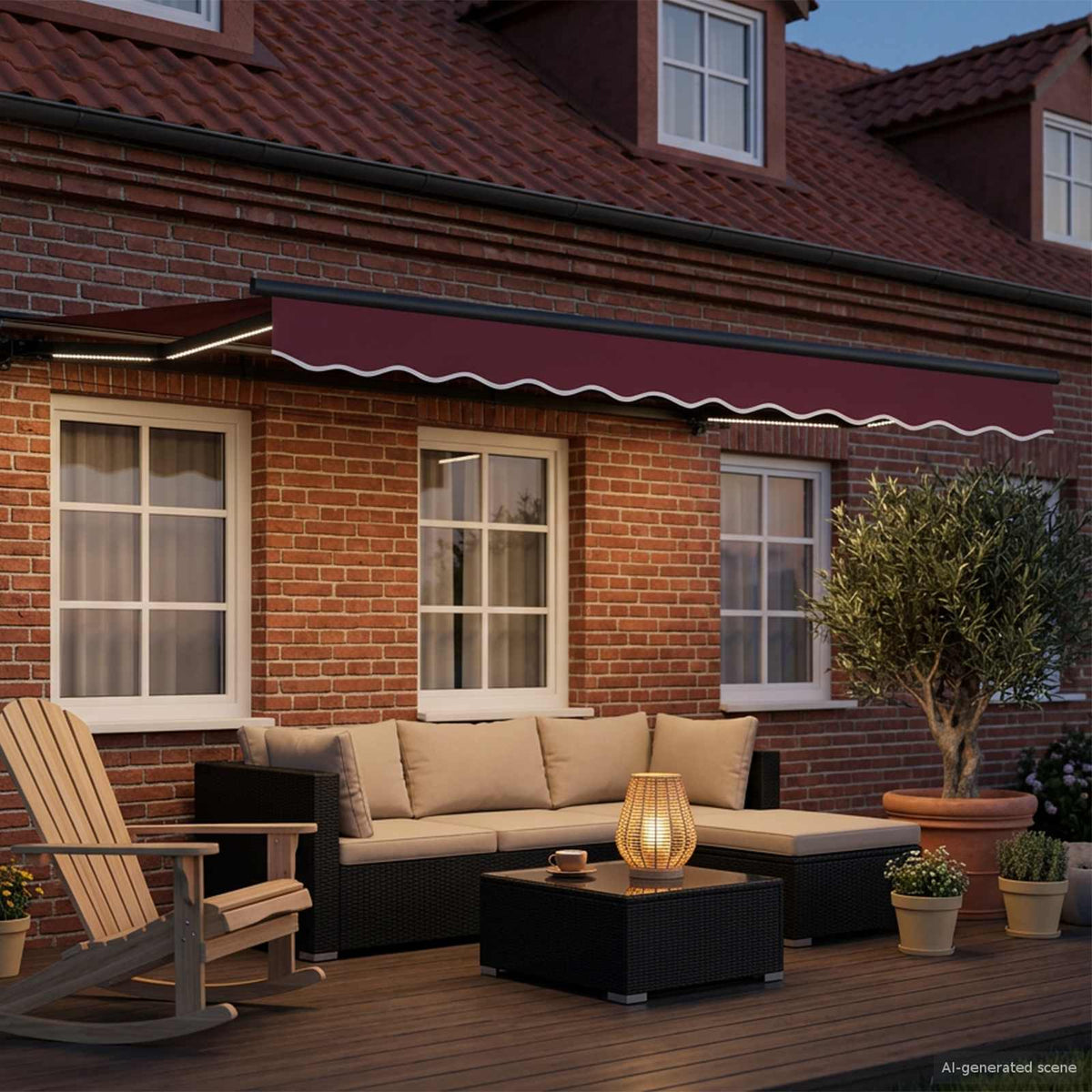 Manuel markise-ramme med LED-lys 2,5 x 2 m