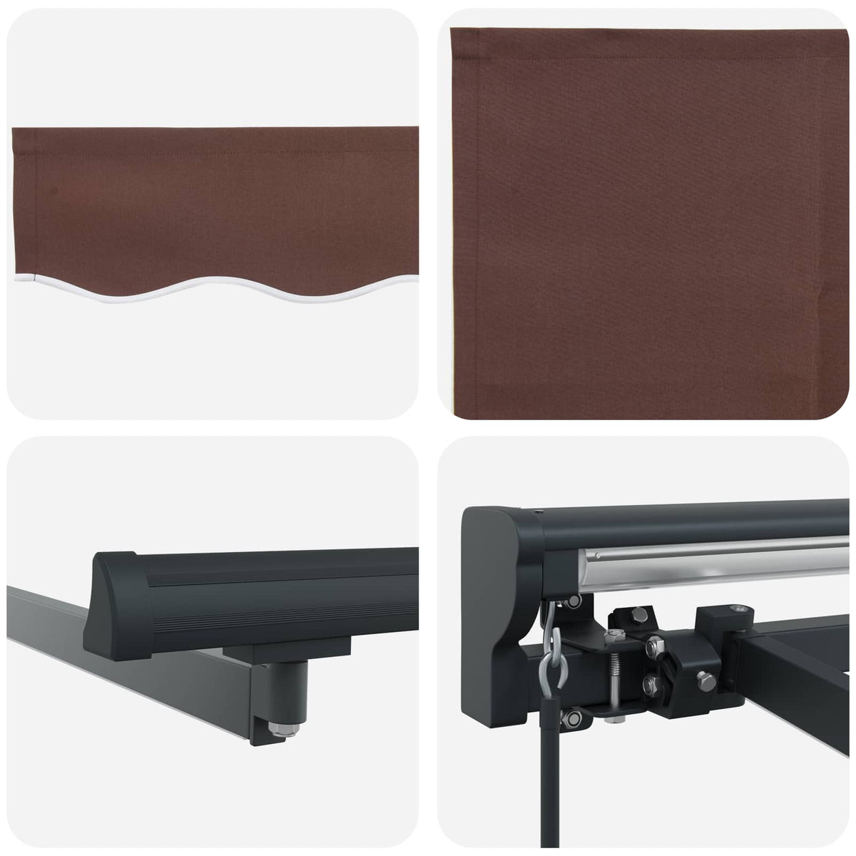 Manuel markise-ramme med LED-lys Brun og antracit 2,5 x 2 m