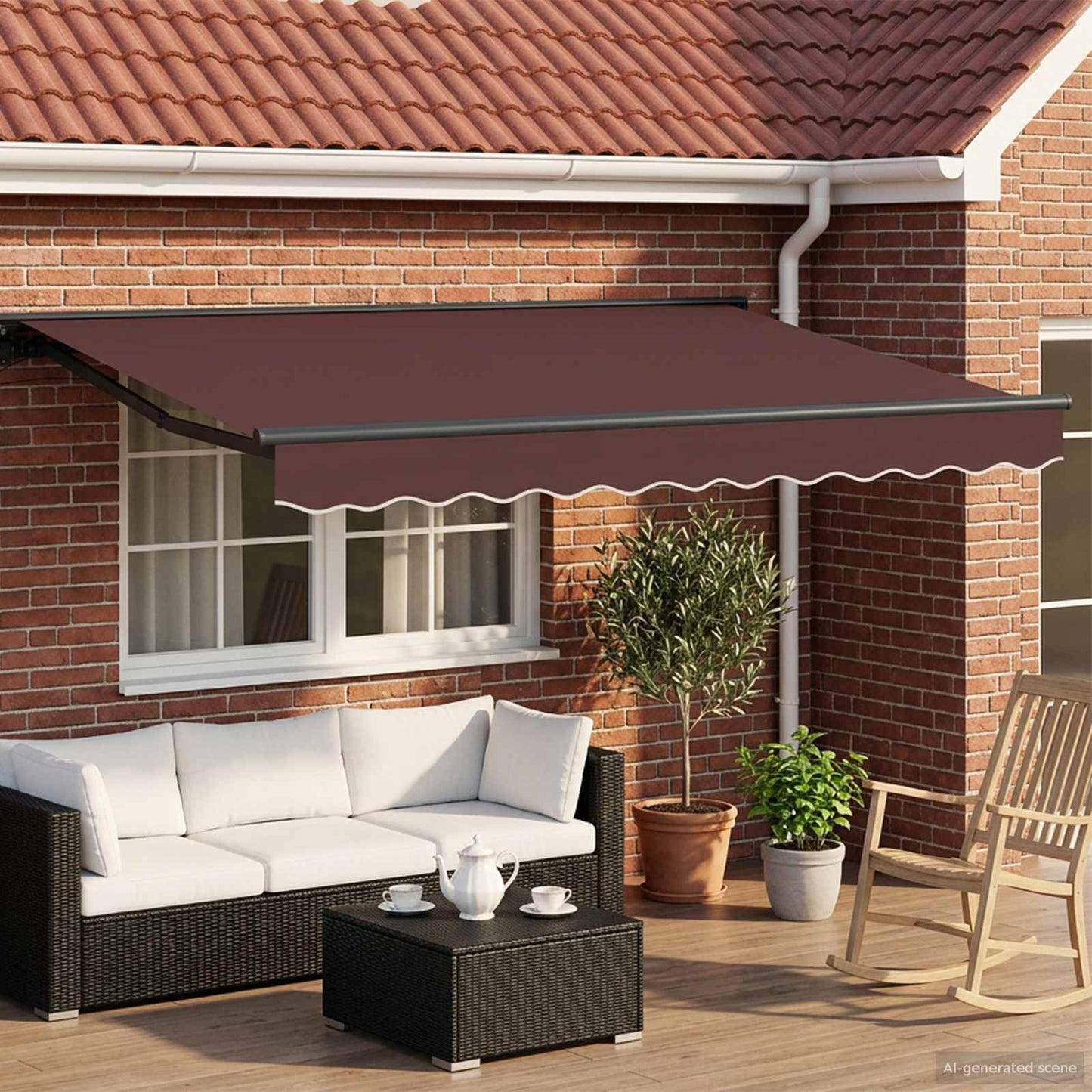 Manuel markise-ramme med LED-lys Brun og antracit 2,5 x 2 m