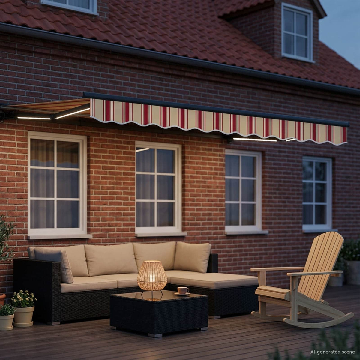 Manuel markise-ramme med LED-lys 2,5 x 2 m