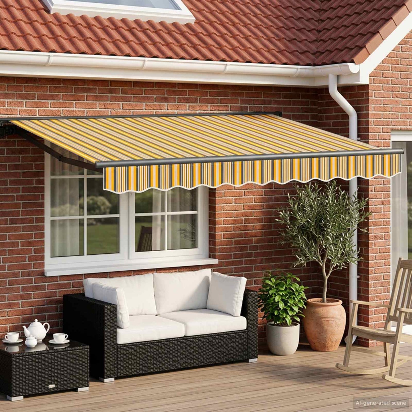 Manuel markise-ramme med LED-lys 2,5 x 2 m
