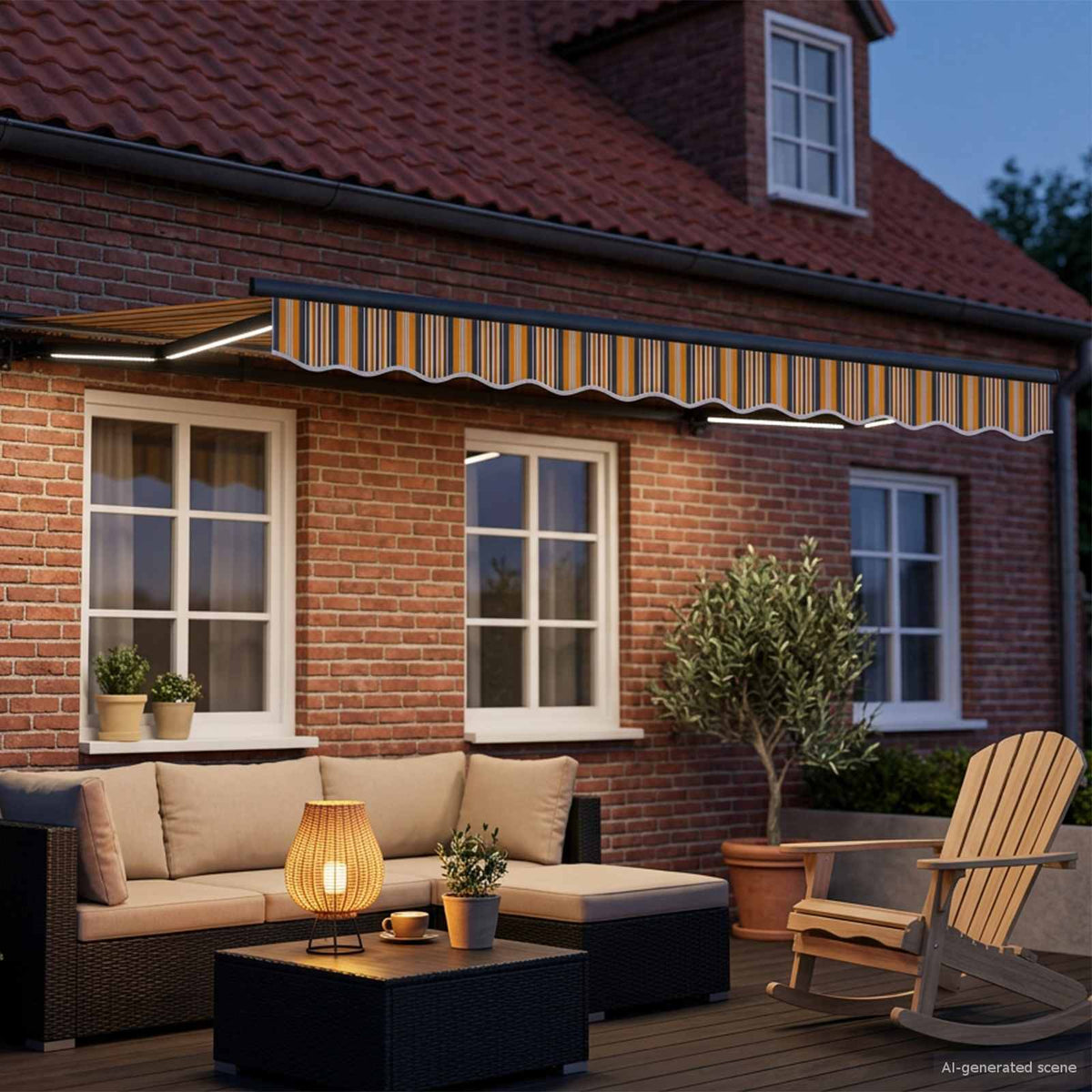 Manuel markise-ramme med LED-lys 2,5 x 2 m