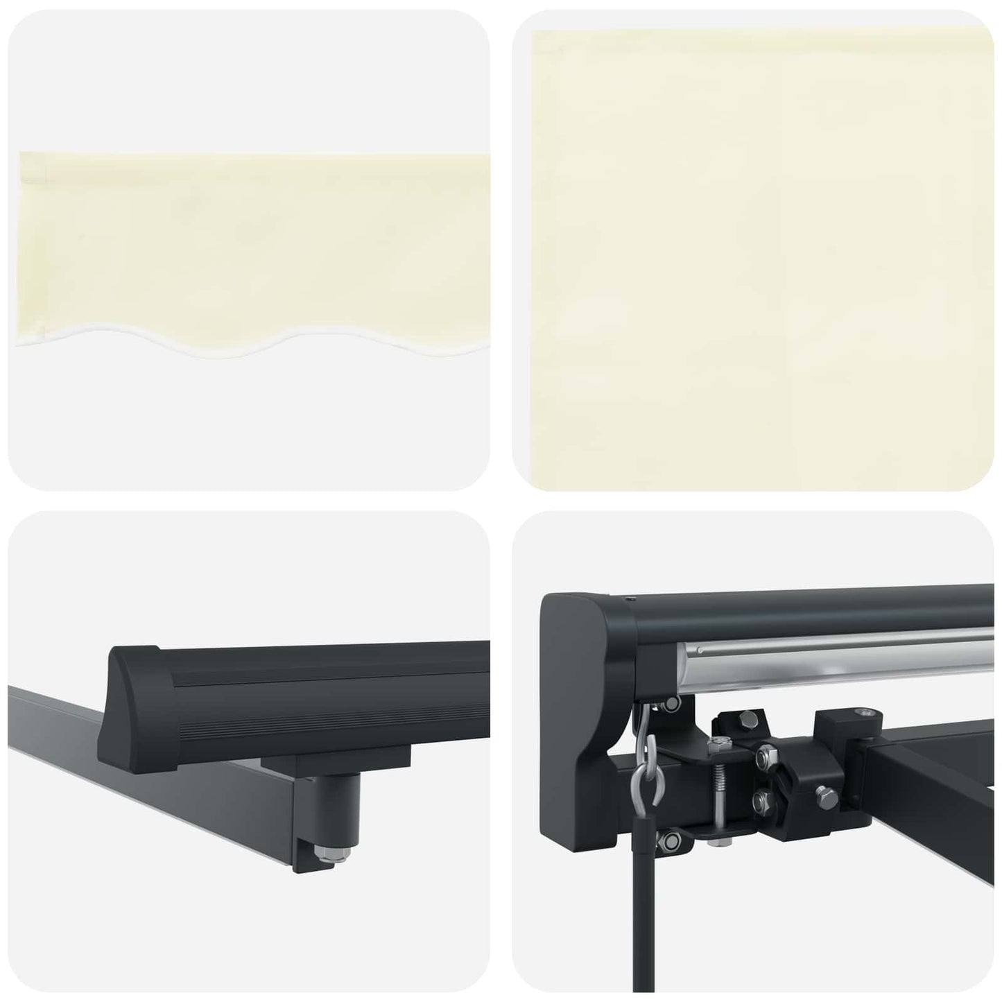 Manuel markise-ramme med LED-lys Creme og antracit 3 x 2,5 m