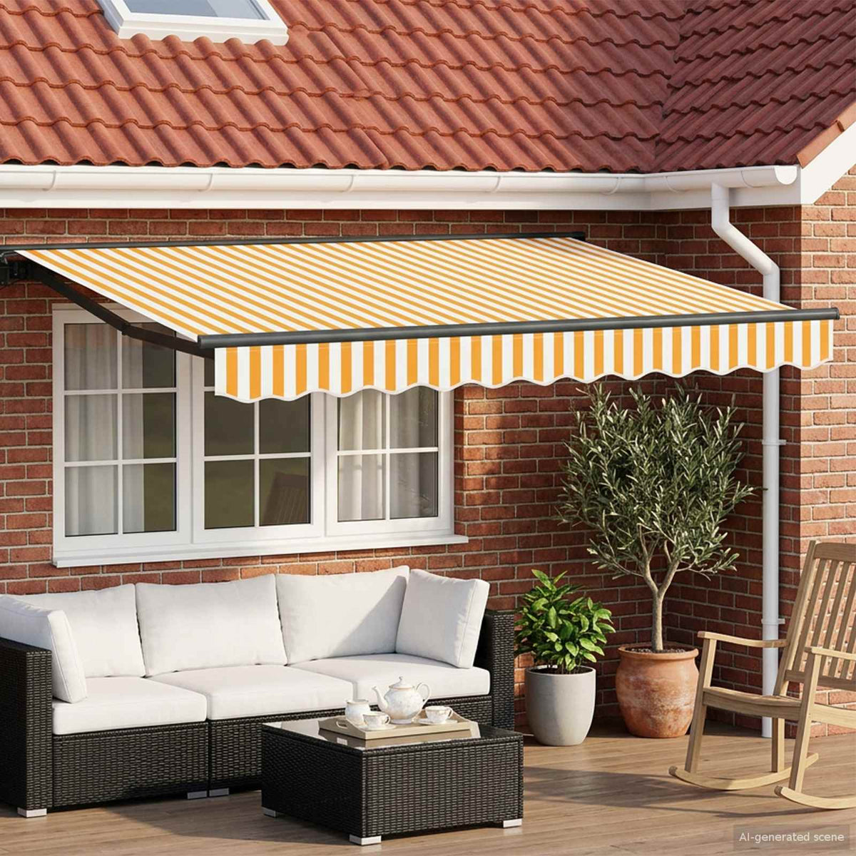 Manuel markise-ramme med LED-lys 3 x 2,5 m