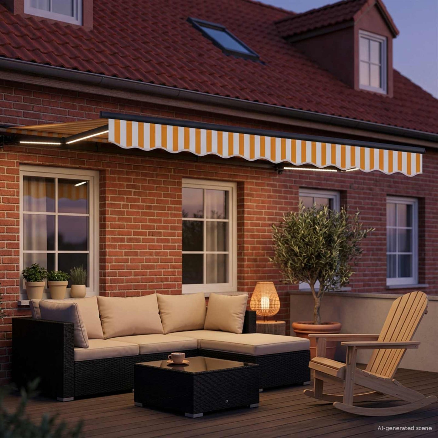 Manuel markise-ramme med LED-lys 3 x 2,5 m