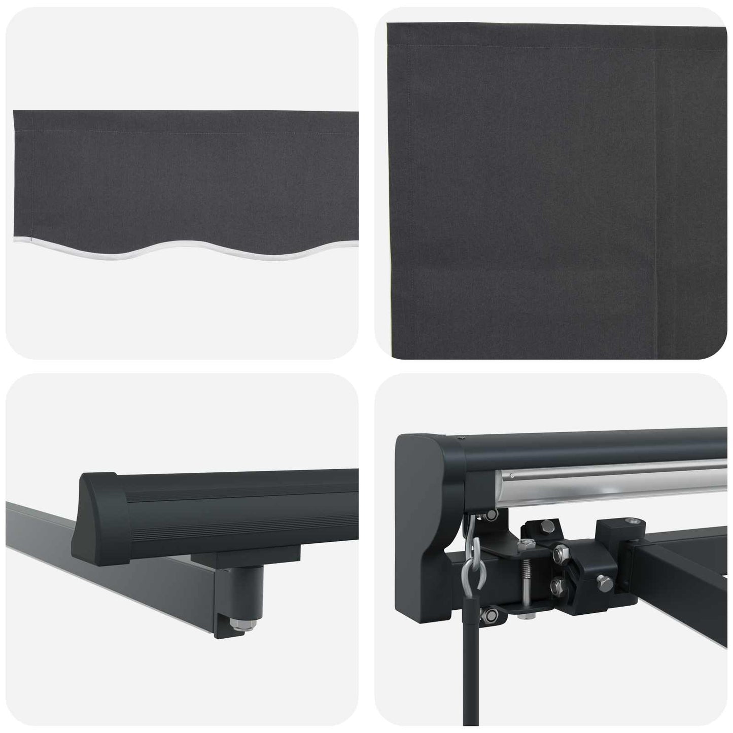 Manuel markise-ramme med LED-lys Antracit 3 x 2,5 m