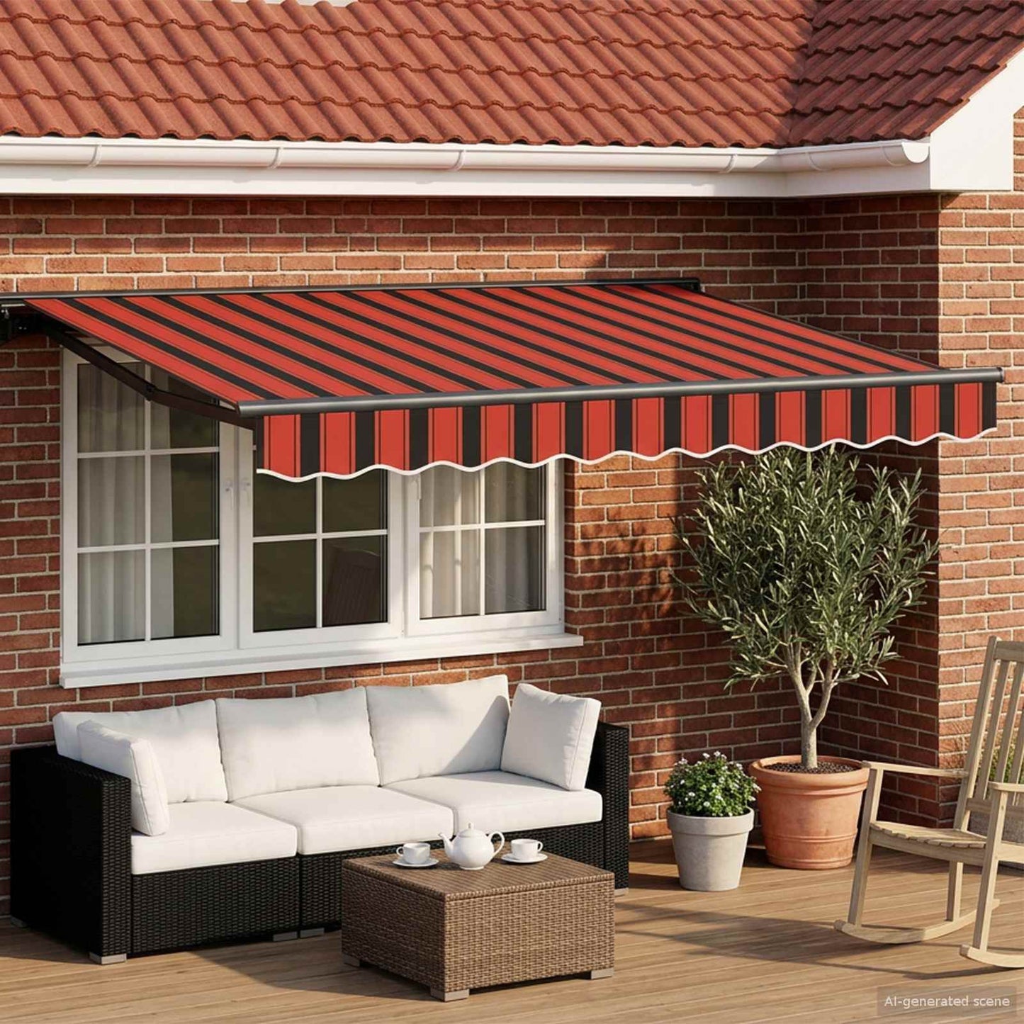 Manuel markise-ramme med LED-lys 3 x 2,5 m
