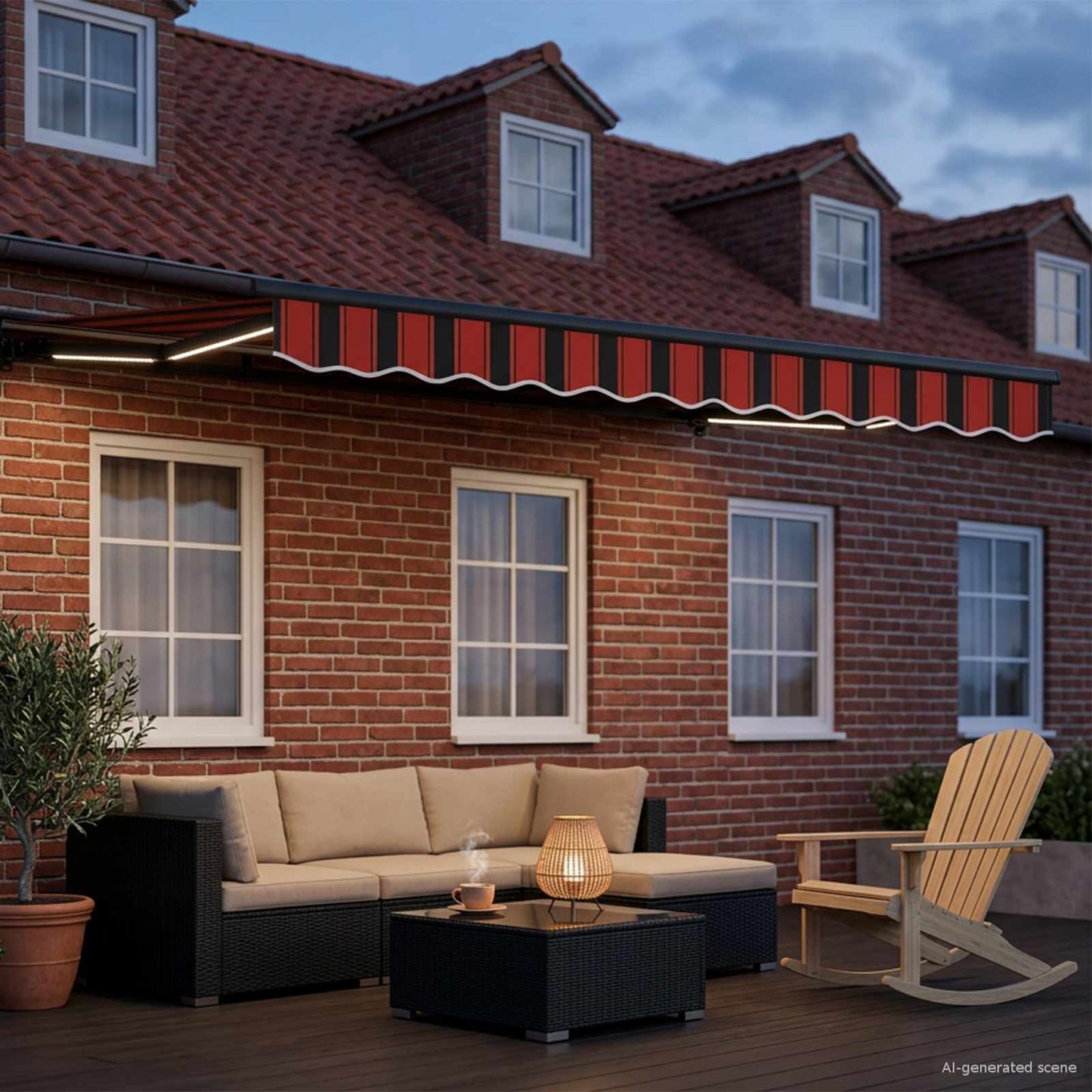 Manuel markise-ramme med LED-lys 3 x 2,5 m