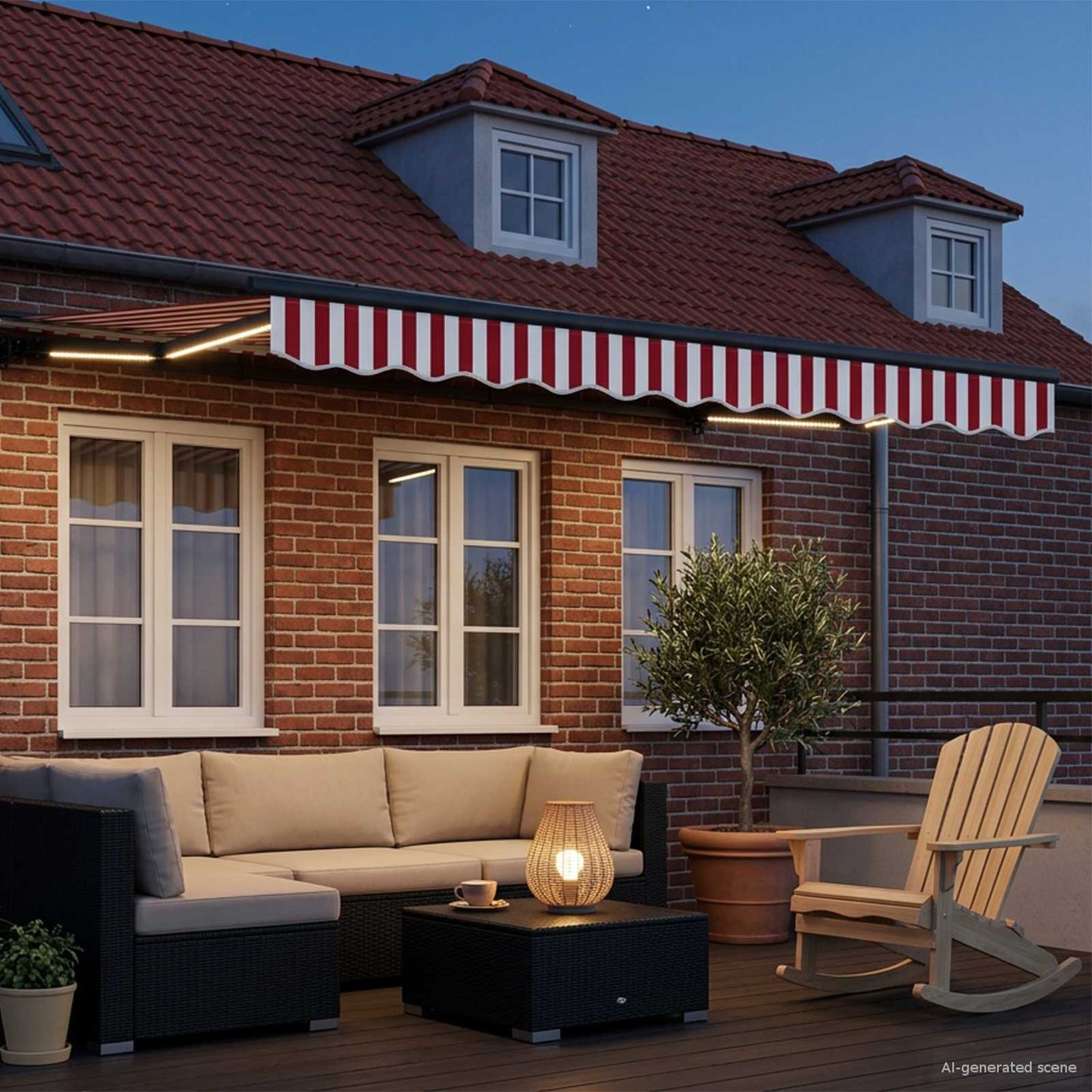 Manuel markise-ramme med LED-lys 3 x 2,5 m