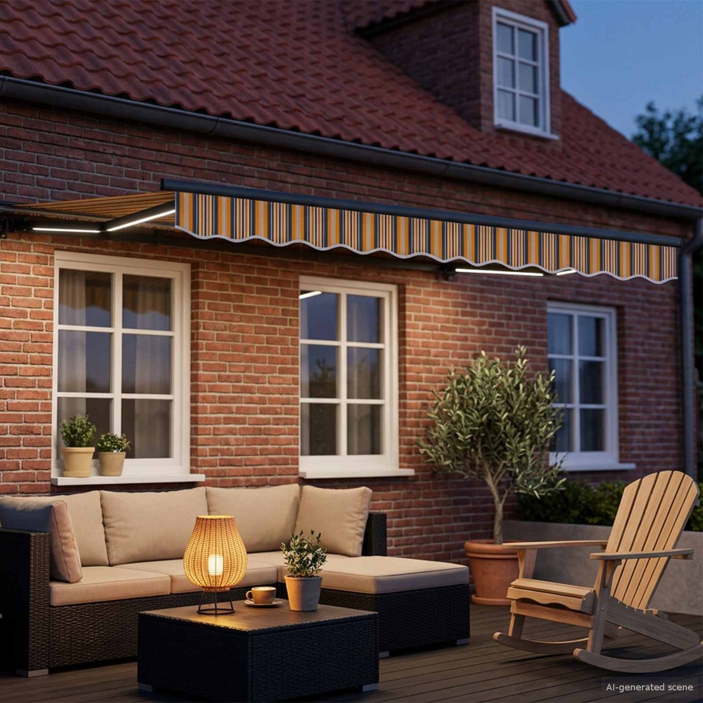 Manuel markise-ramme med LED-lys 3 x 2,5 m
