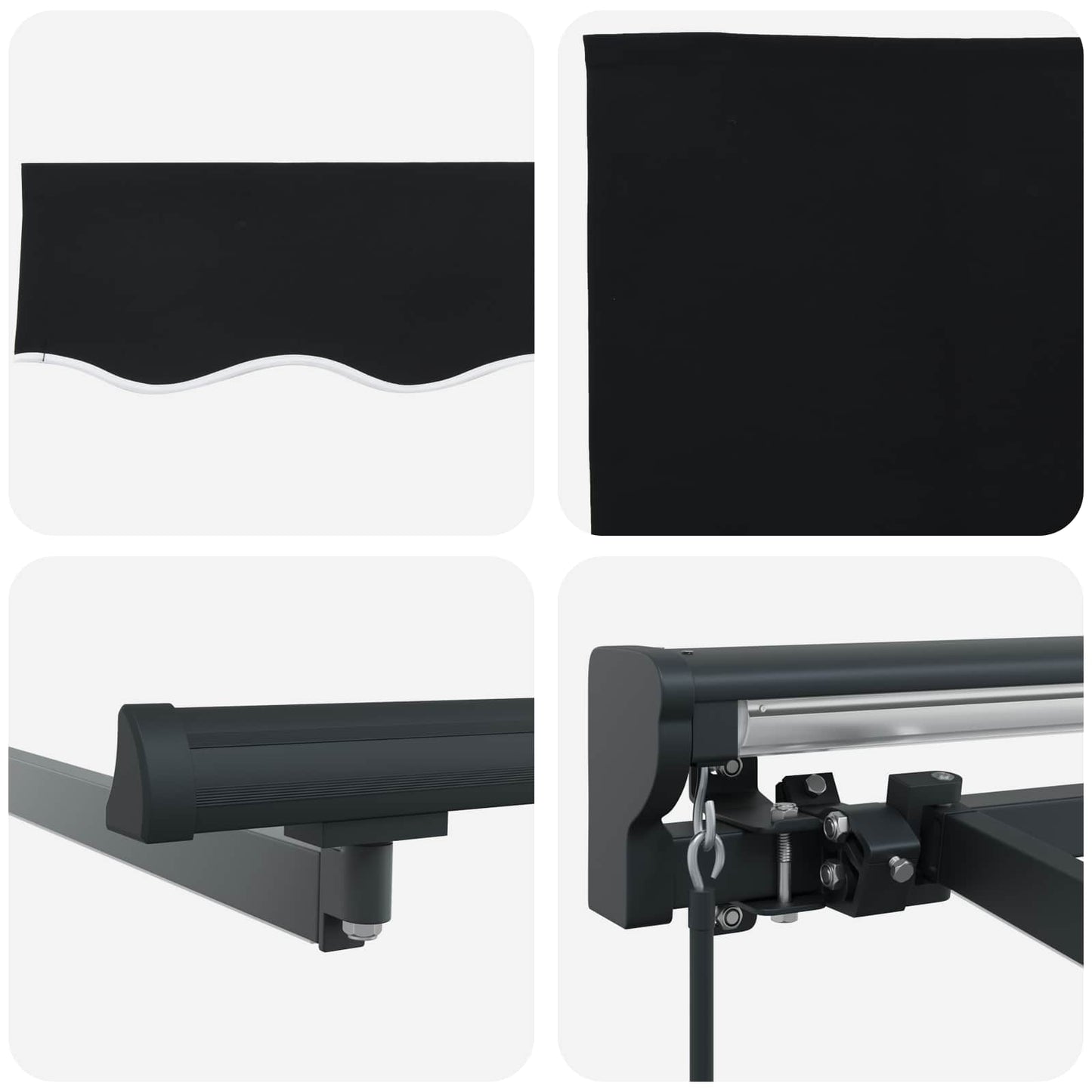 Manuel markise-ramme med LED-lys Sort og Anthracit 3,5 x 2,5 m