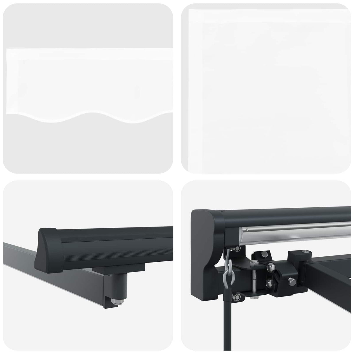 Manuel markise-ramme med LED-lys Hvid og antracit 4 × 3 m
