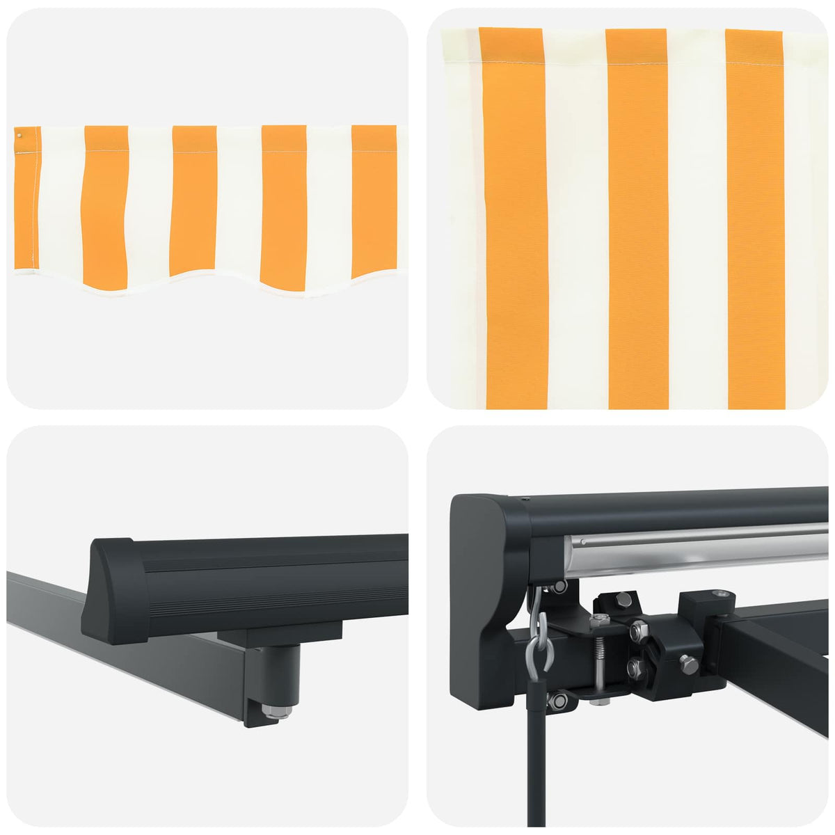 Manuel markise-ramme med LED-lys 4,5 × 3 m