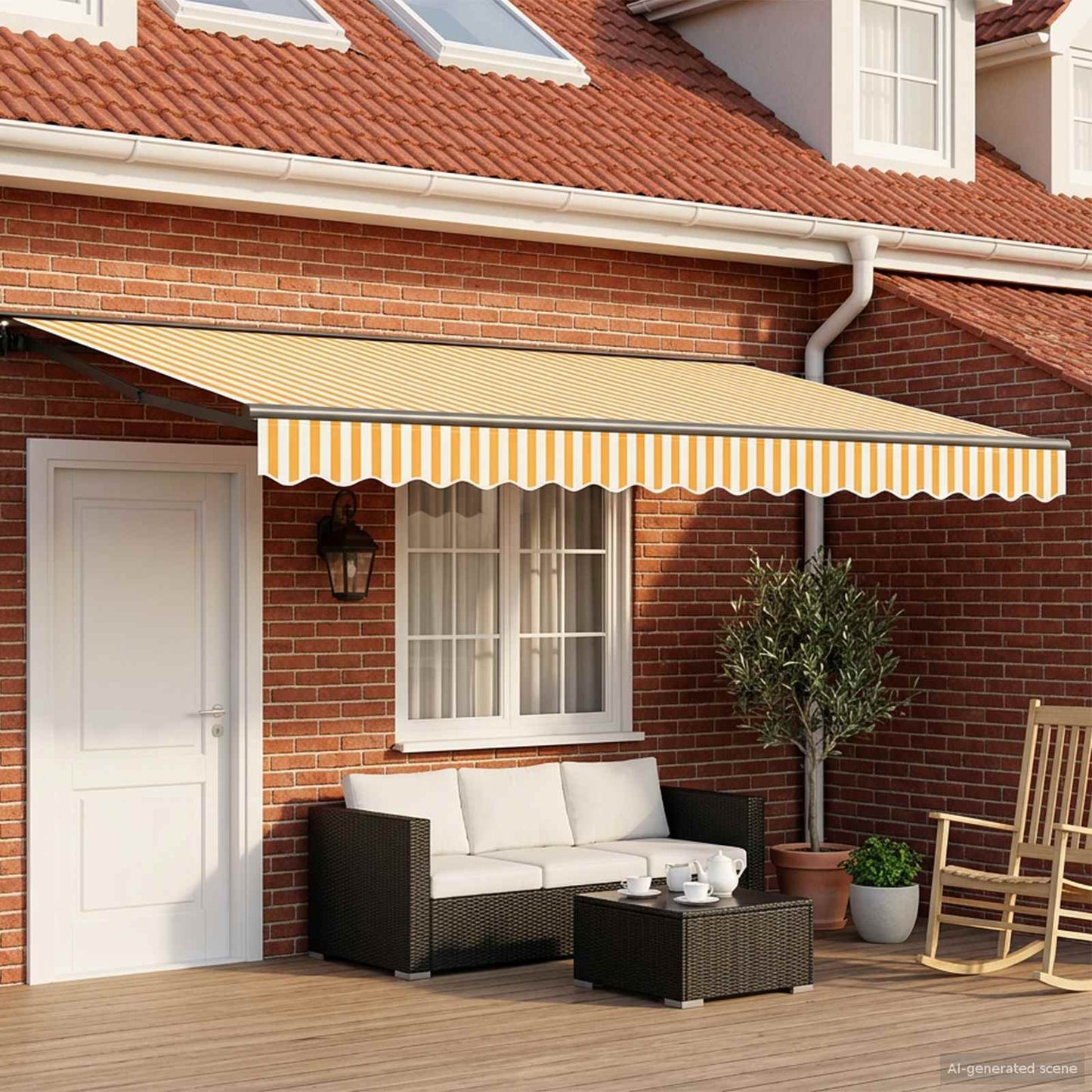 Manuel markise-ramme med LED-lys 4,5 × 3 m