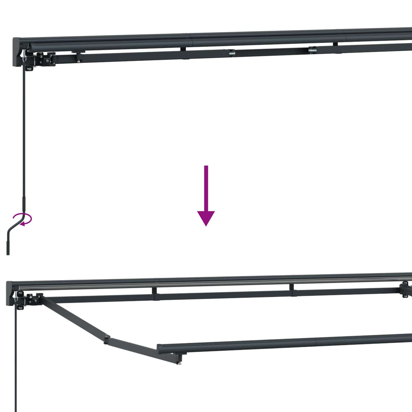 Manuel markise-ramme med LED-lys Anthracit og hvid 4,5 × 3 m