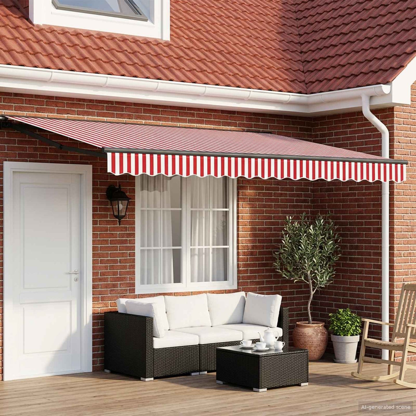 Manuel markise-ramme med LED-lys 4,5 × 3 m