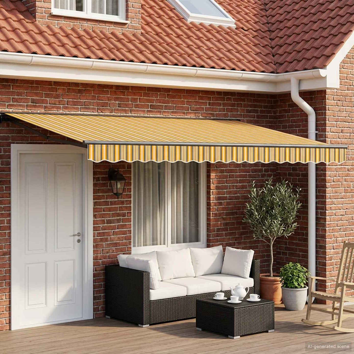 Manuel markise-ramme med LED-lys 4,5 × 3 m