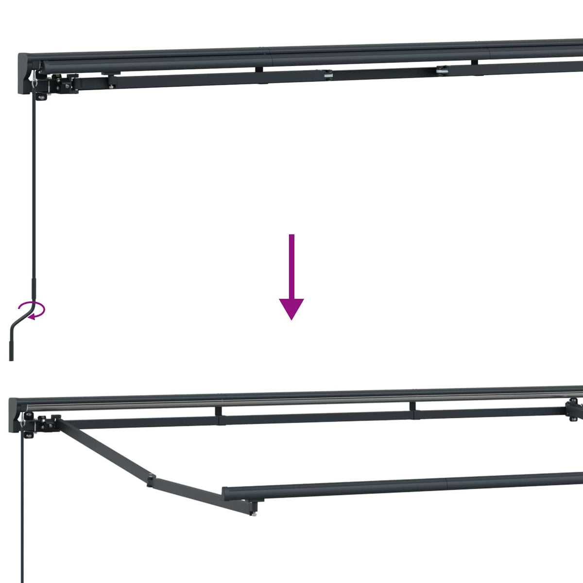 Manuel markise-ramme med LED-lys 4,5 × 3,5 m