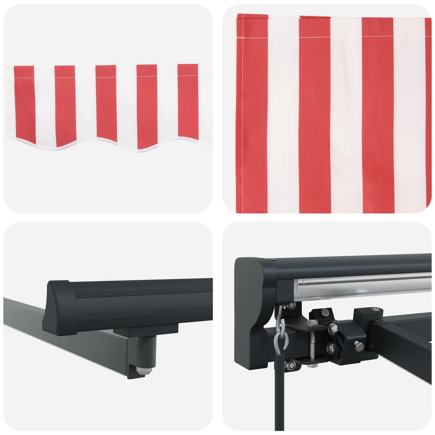 Manuel markise-ramme med LED-lys 4,5 × 3,5 m