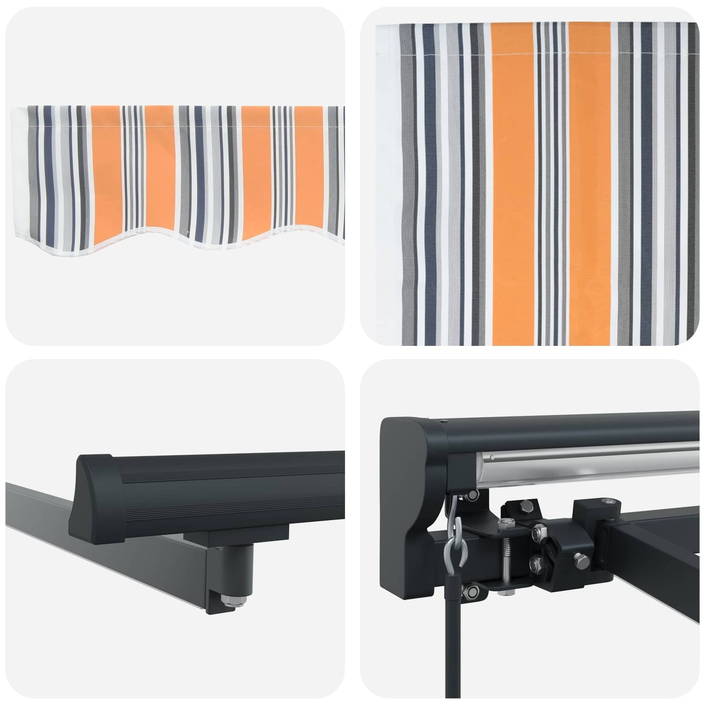 Manuel markise-ramme med LED-lys 4,5 × 3,5 m