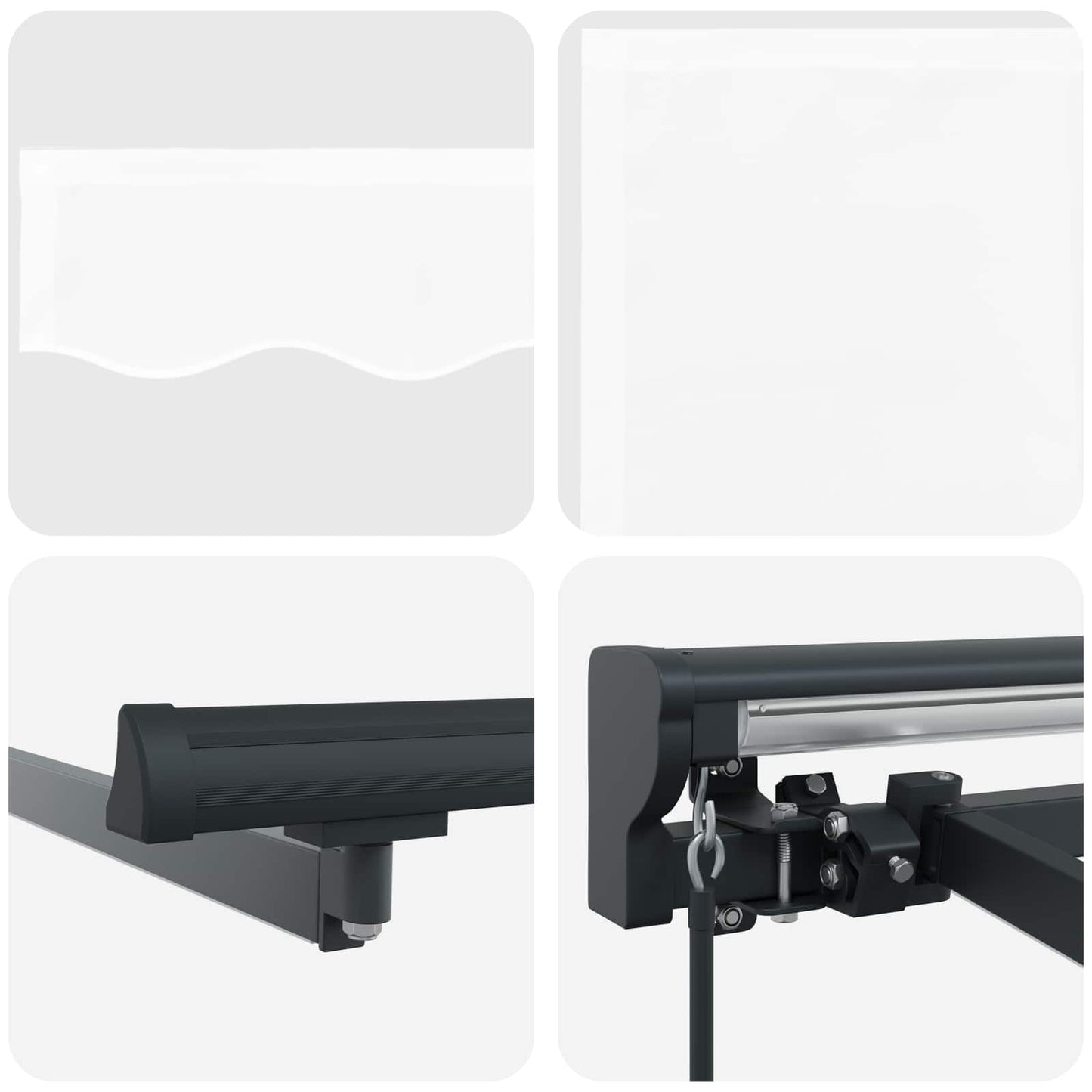 Manuel markise-ramme med LED-lys Hvid og antracit 5 × 3,5 m