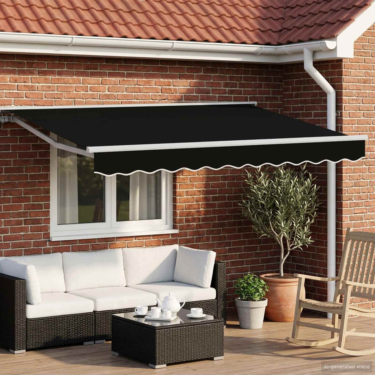 Elektrisk Utrækkelig Markise Sort og Hvid 3 x 2,5 m