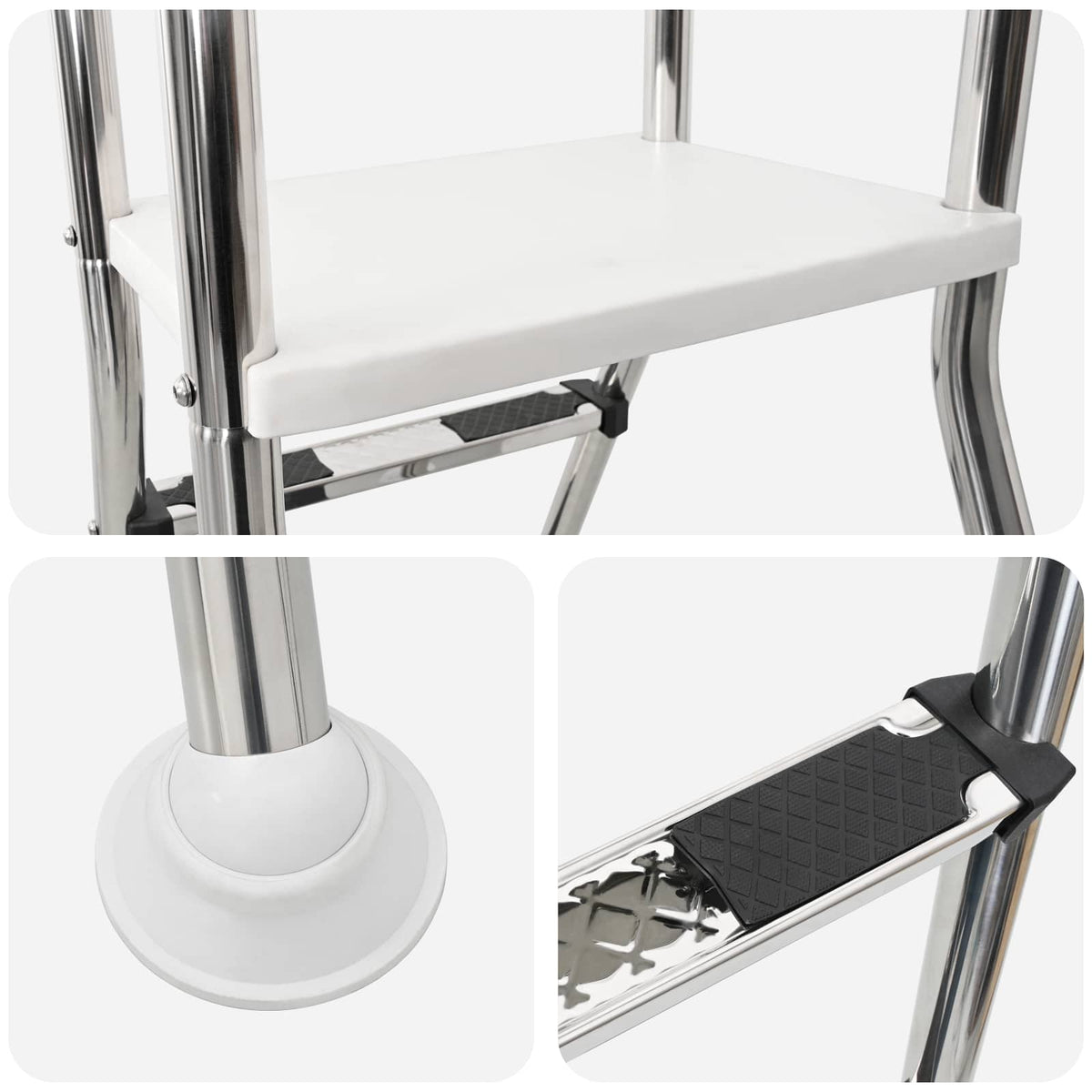 Poolstige til delvist nedgravet pool 195 x 116 cm 4-trins