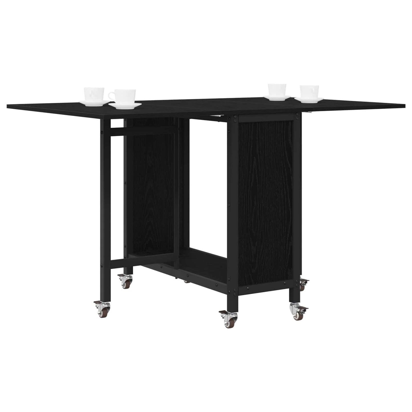 Foldbart spisebord med hjul 130 x 80 x 76,5 cm Konstrueret træ