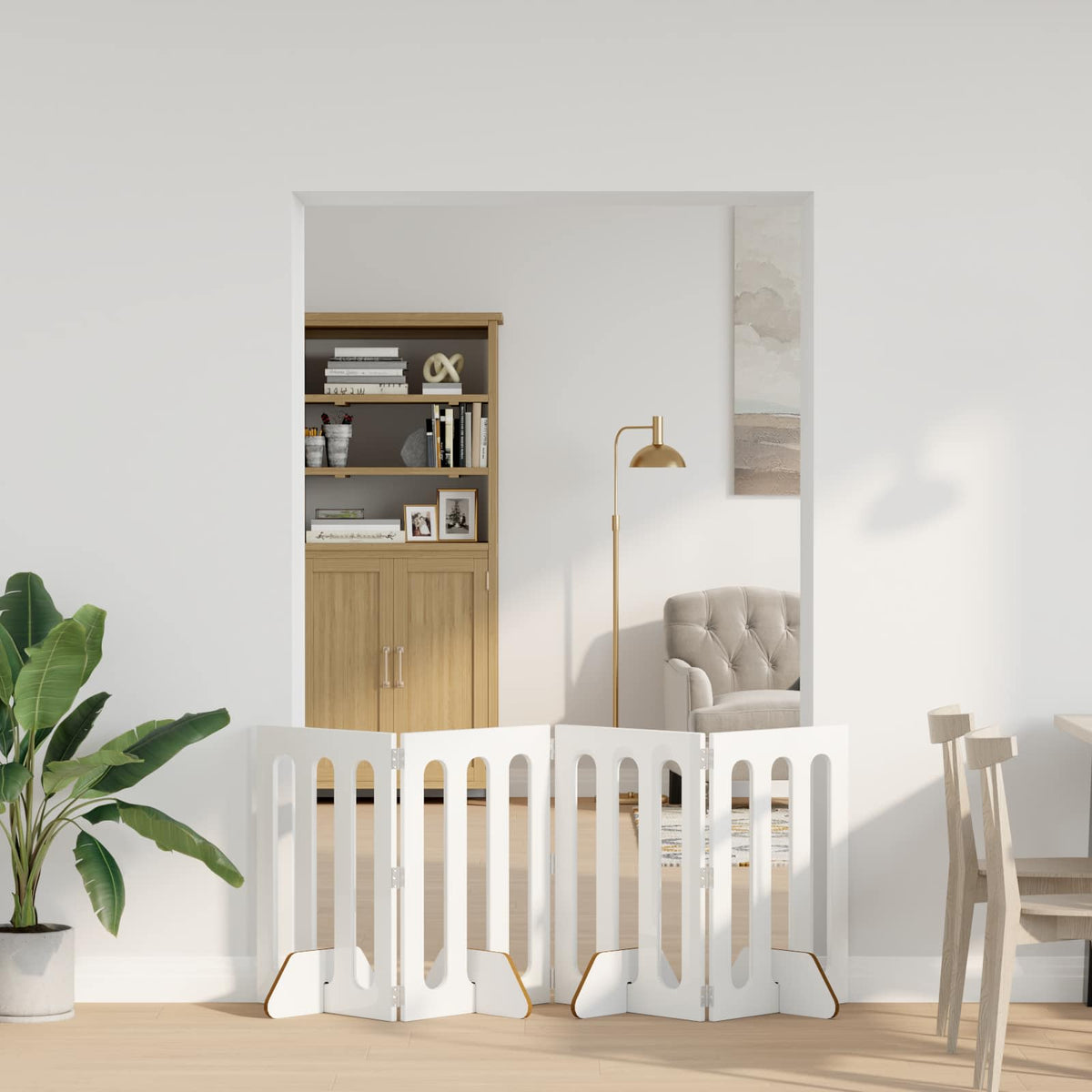 Foldbar hundegård 4 stk. Hvid højglans 201 x 38 x 70 cm
