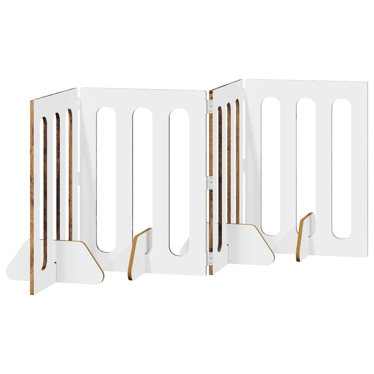 Foldbar hundegård 4 stk. Egetræ 201 x 38 x 70 cm