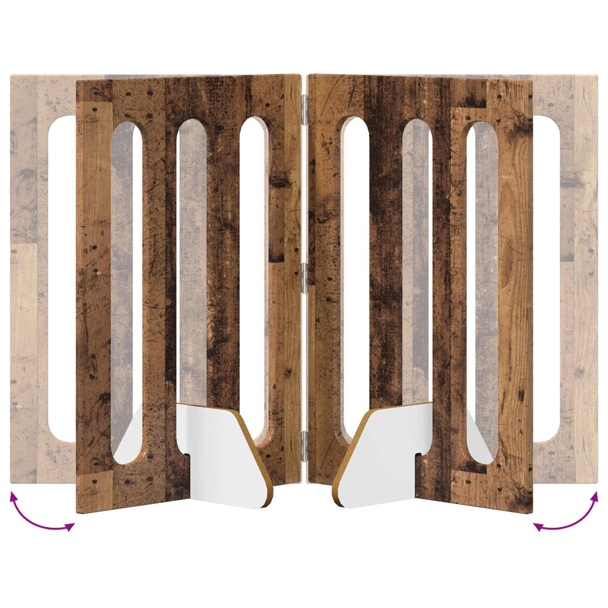 Foldbar hundegård 4 stk. Egetræ 201 x 38 x 70 cm
