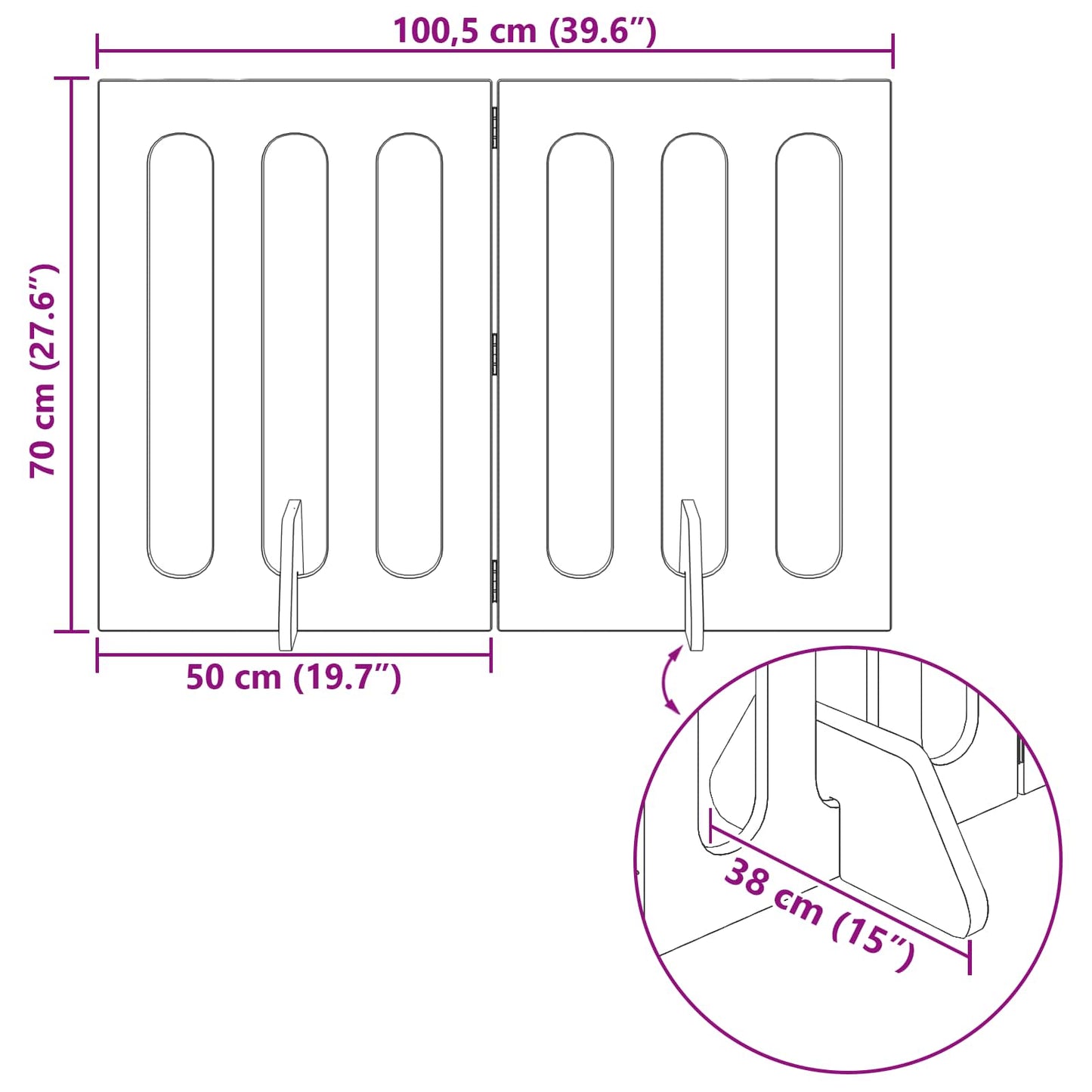 Foldbar hundegård 2 stk. Artisan-eg 100,5 x 38 x 70 cm