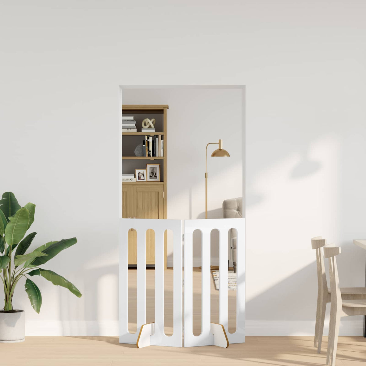 Foldbar hundegård 2 stk. Hvid højglans 100,5 x 38 x 90 cm
