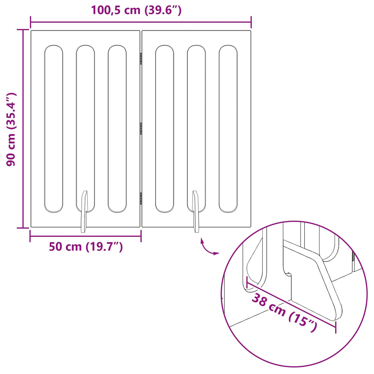 Foldbar hundegård 2 stk. Hvid højglans 100,5 x 38 x 90 cm
