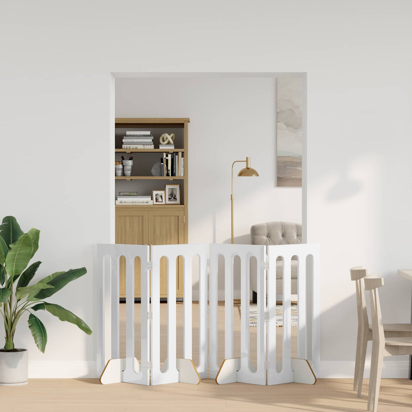 Foldbar hundegård 4 stk. Hvid højglans 201 x 38 x 90 cm