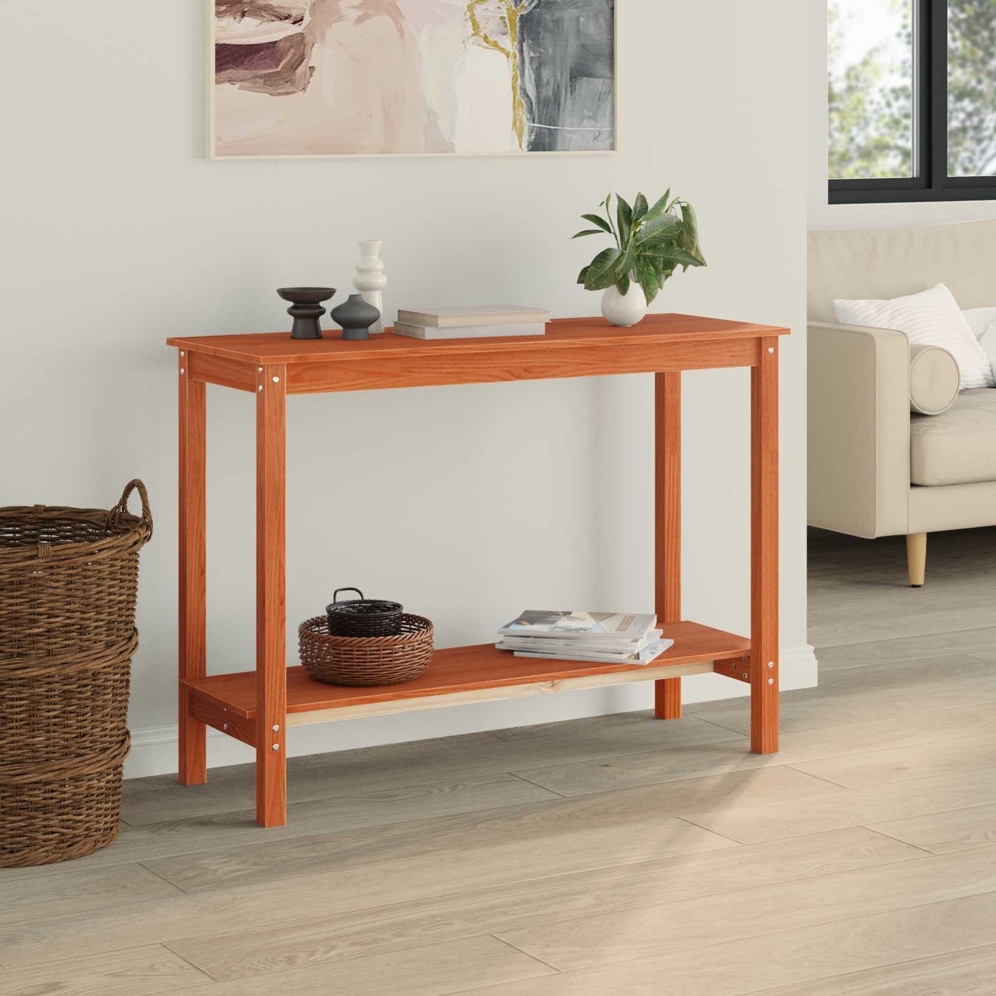 Konsolbord VoksBrun 110 x 40 x 80 cm Massivt fyrretræ
