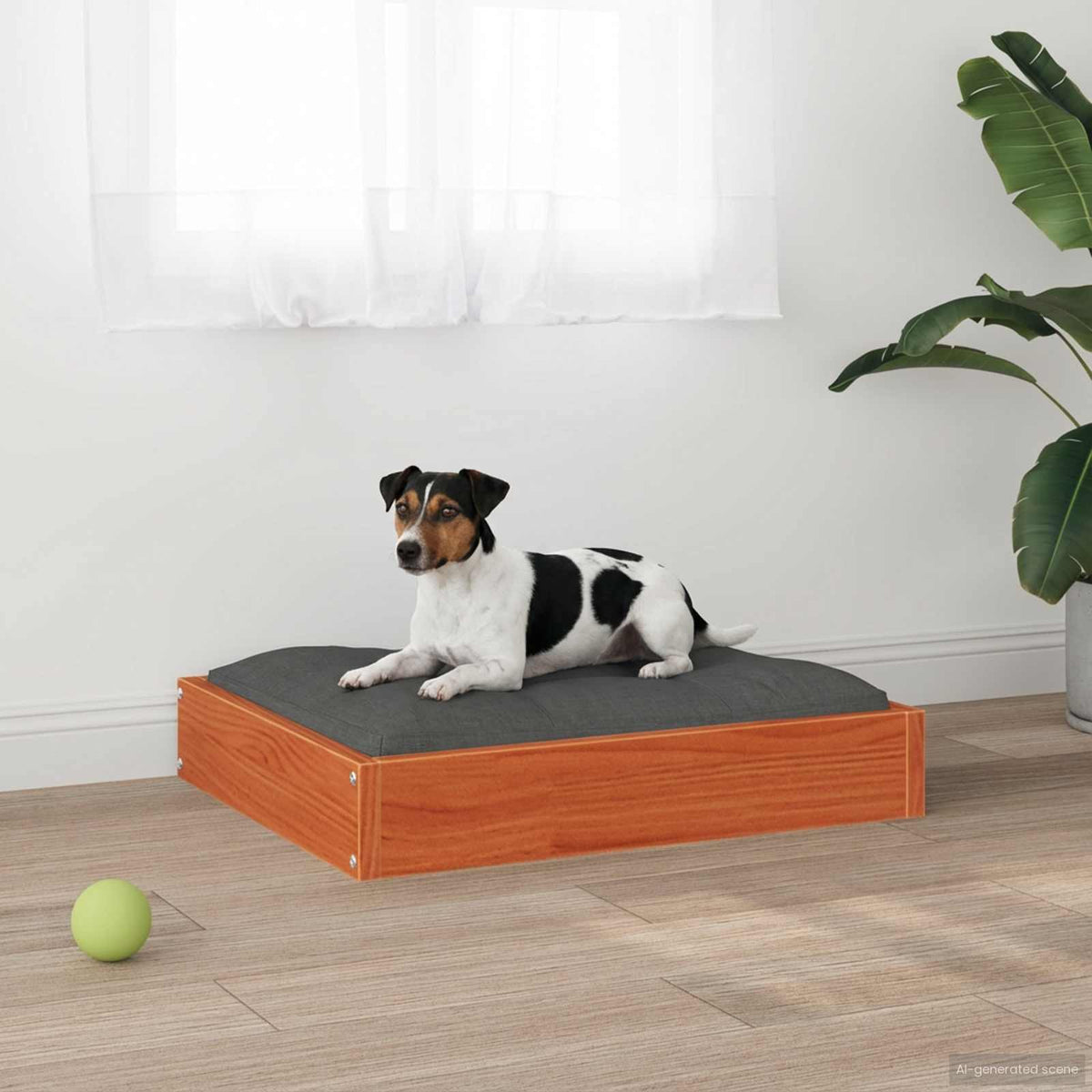 Hundeseng Voks brun 51,5 x 44 x 9 cm Massivt fyrretræ