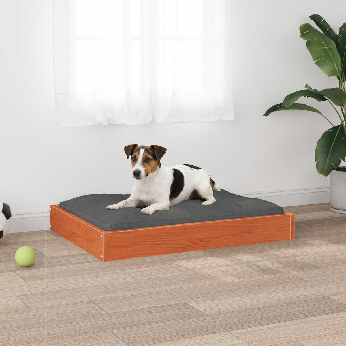 Hundeseng Voks brun 72 x 54 x 9 cm Massivt fyrretræ