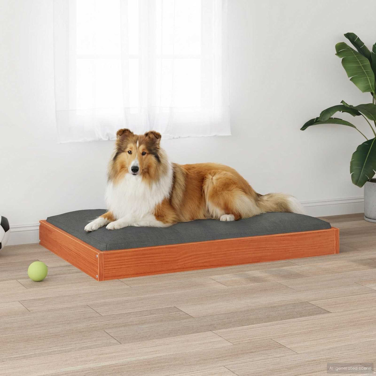 Hundeseng Voks brun 92 x 64 x 9 cm Massivt fyrretræ