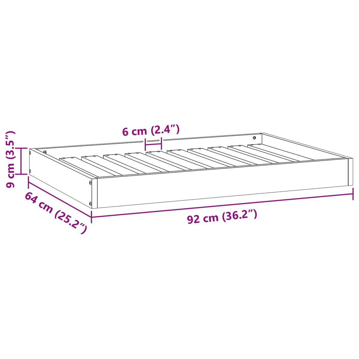 Hundeseng Voks brun 92 x 64 x 9 cm Massivt fyrretræ