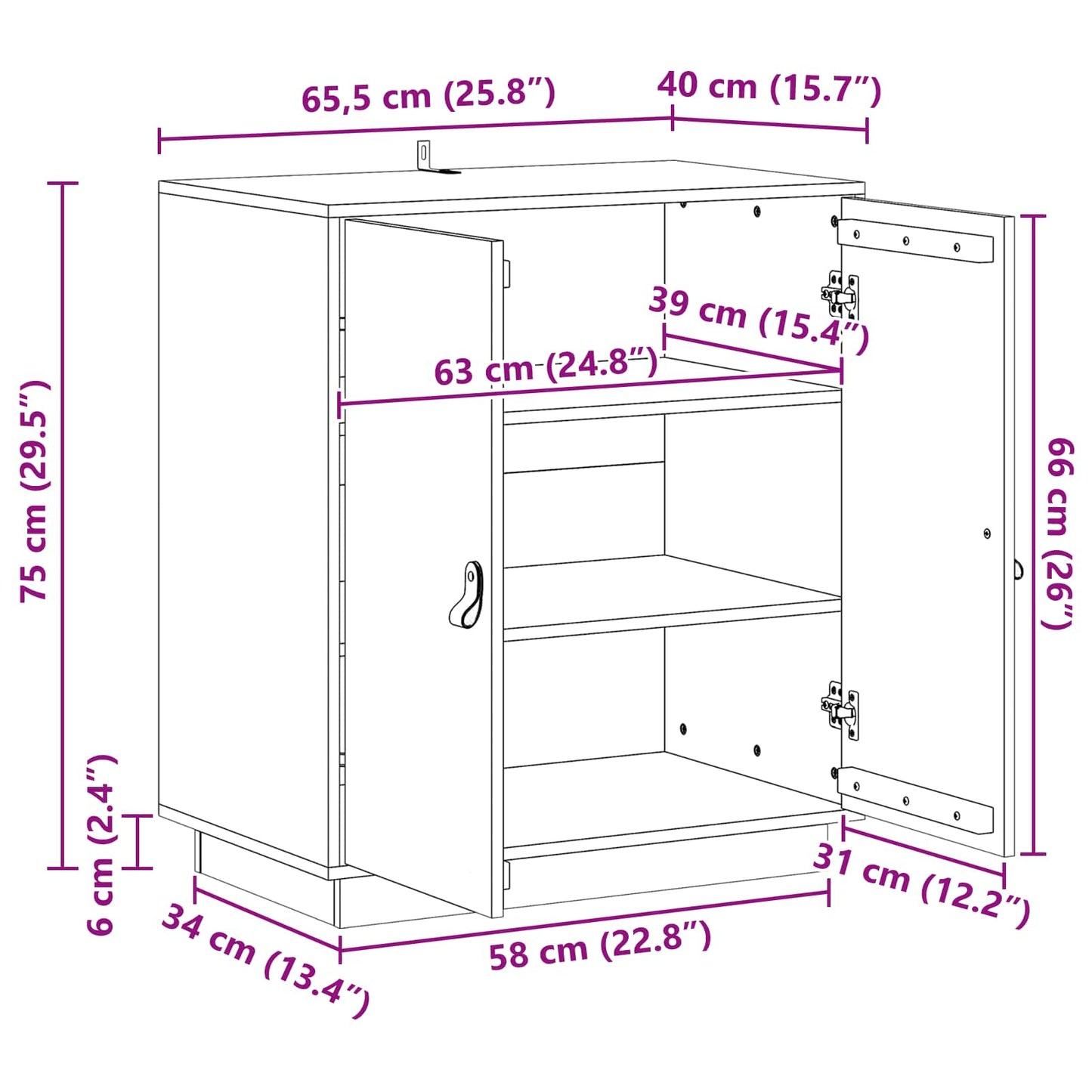 Sideboard VoksBrun 65,5 x 40 x 75 cm Massivt fyrretræ