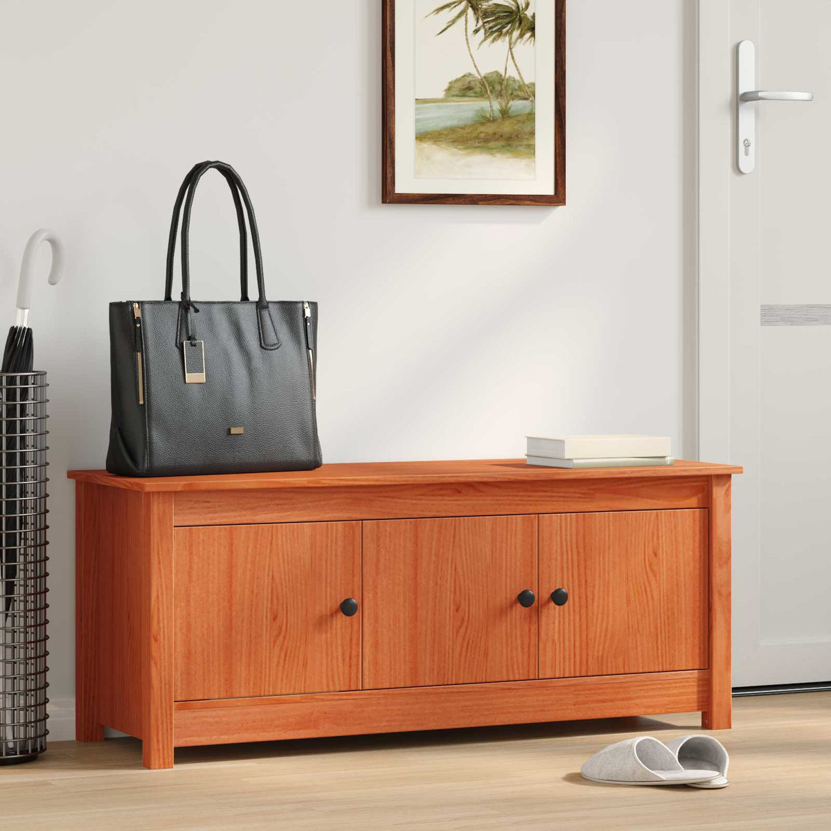 Sko skab VoksBrun 110 x 38 x 45,5 cm Massivt fyrretræ