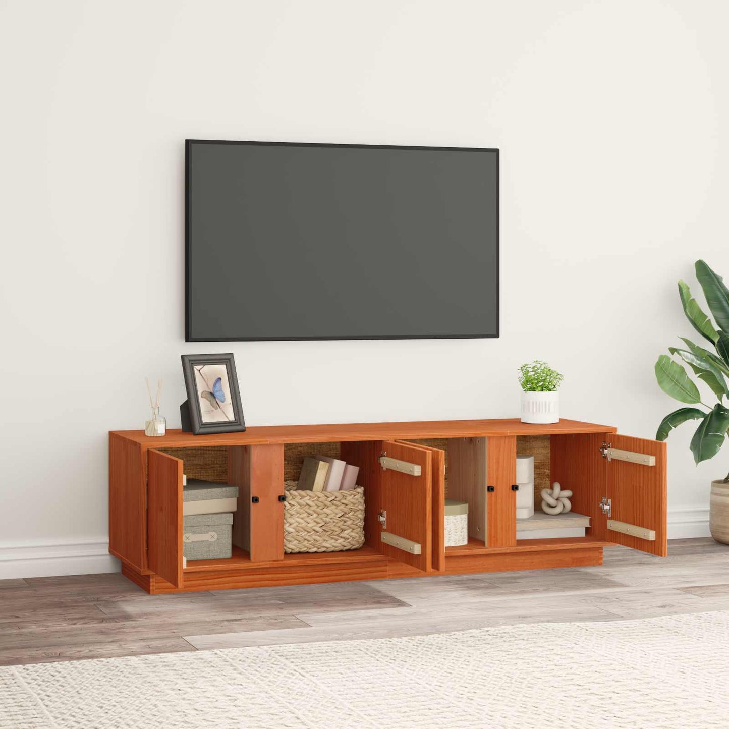 TV-skab VoksBrun 140 x 40 x 40 cm Massivt fyrretræ