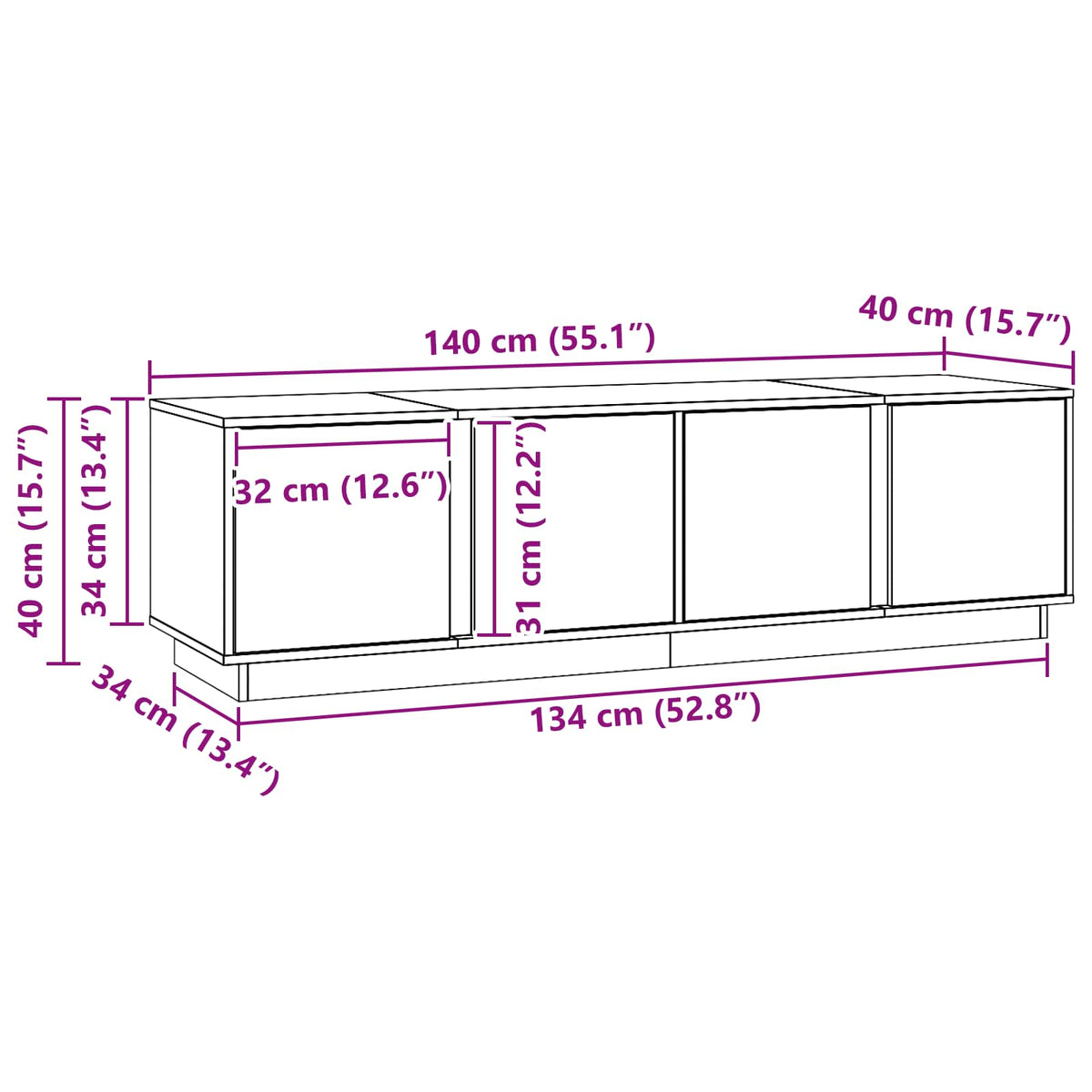 TV-skab VoksBrun 140 x 40 x 40 cm Massivt fyrretræ