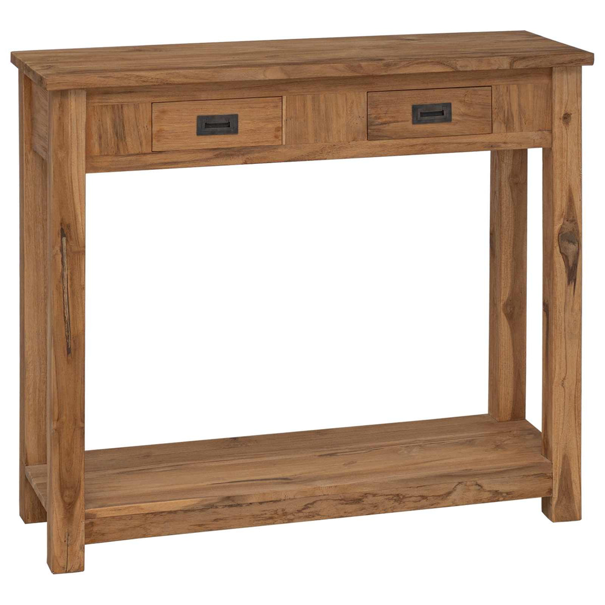 Konsolbord Naturfarvet 90 x 30 x 80 cm Massiv Teaktræ