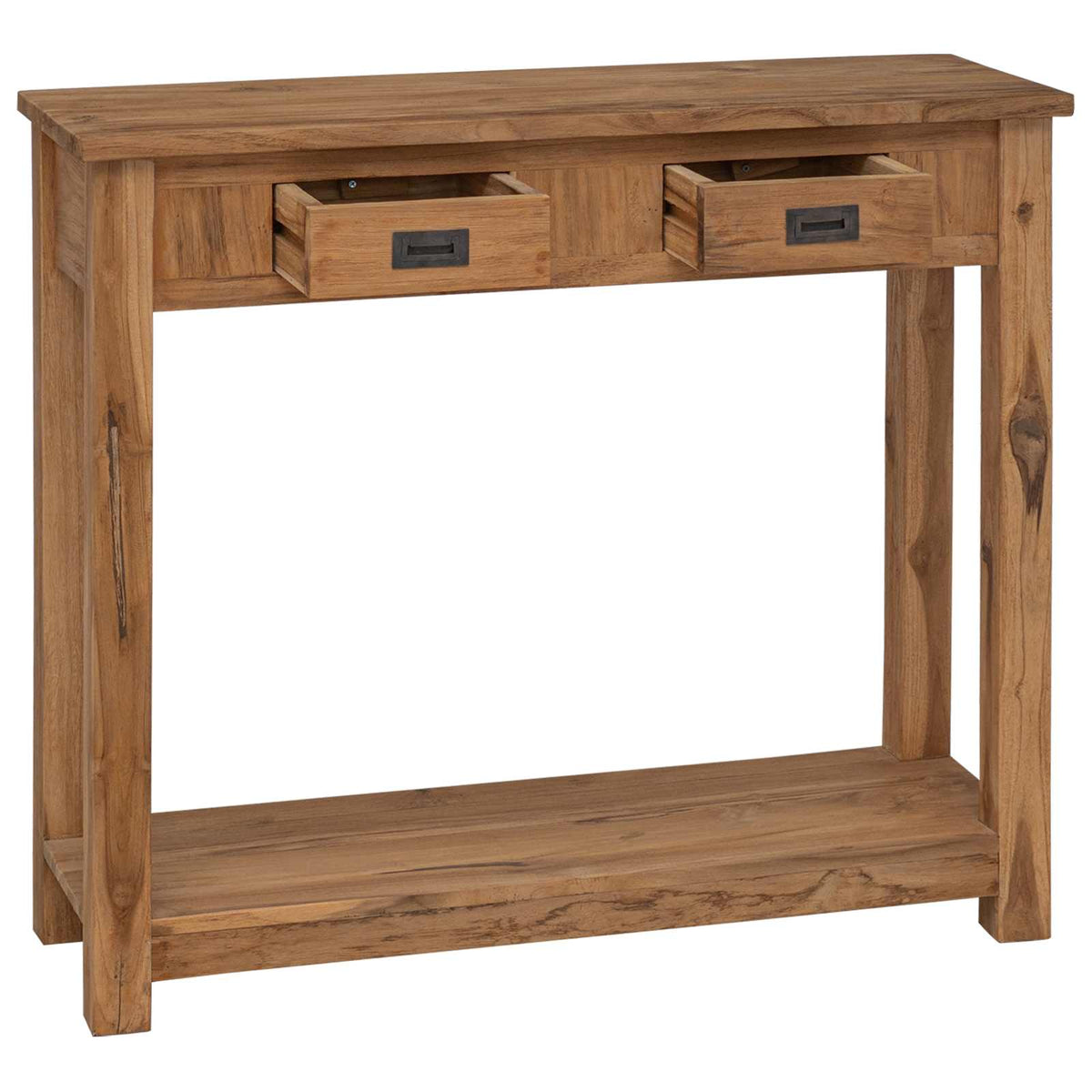 Konsolbord Naturfarvet 90 x 30 x 80 cm Massiv Teaktræ