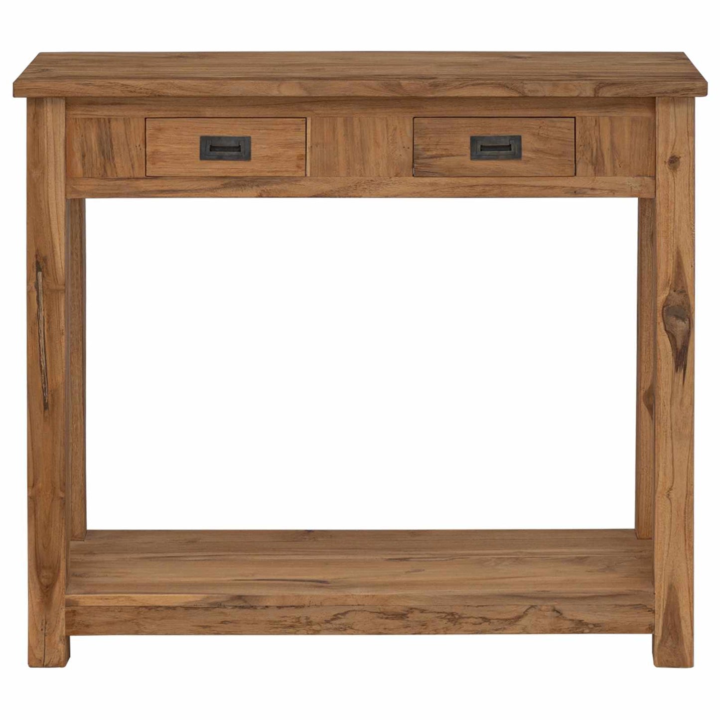 Konsolbord Naturfarvet 90 x 30 x 80 cm Massiv Teaktræ