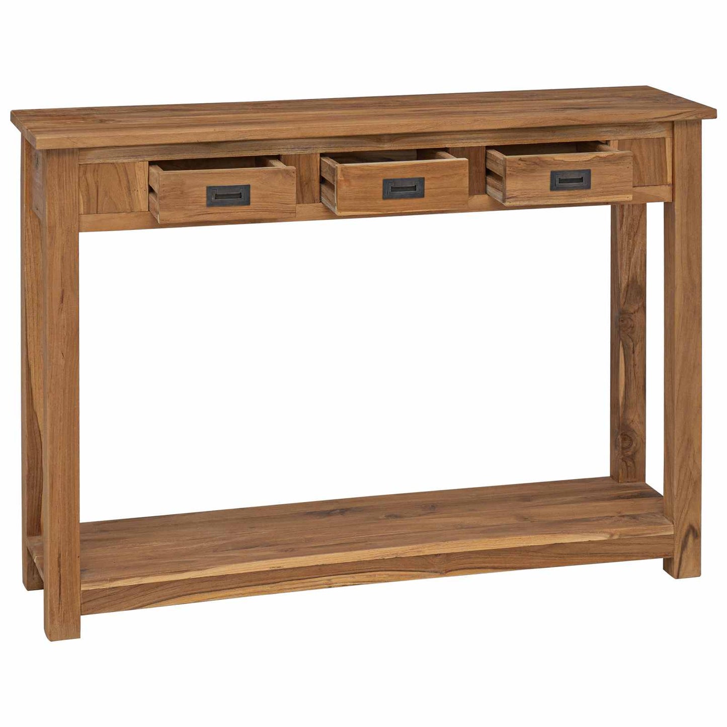 Konsolbord Naturfarvet 110 x 30 x 80 cm Massiv Teaktræ