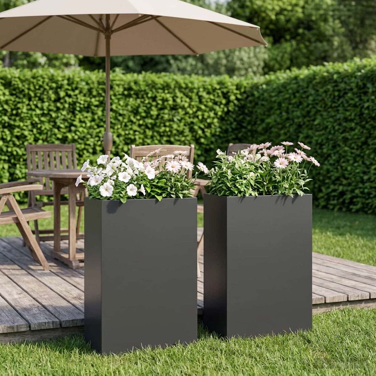 Have Blomsterkrukke 2 stk. Sort 50 x 20 x 75 cm Koldvalset stål